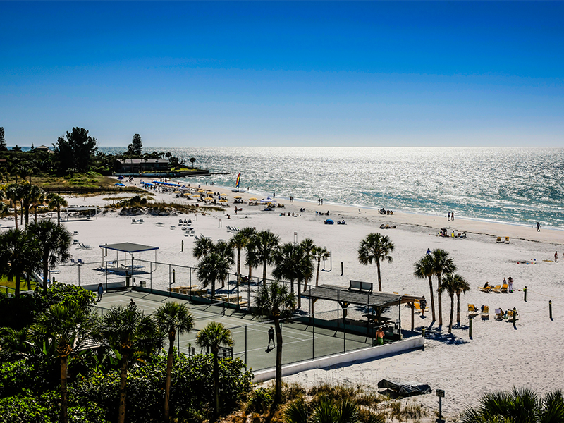 white beach with basketball court